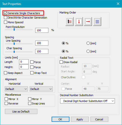 Disable_Generate_single_characters